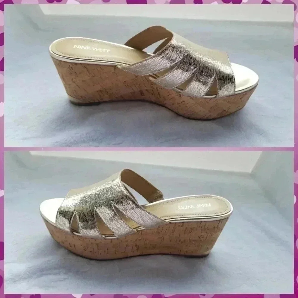 Nine west cork platform leather upper sandal